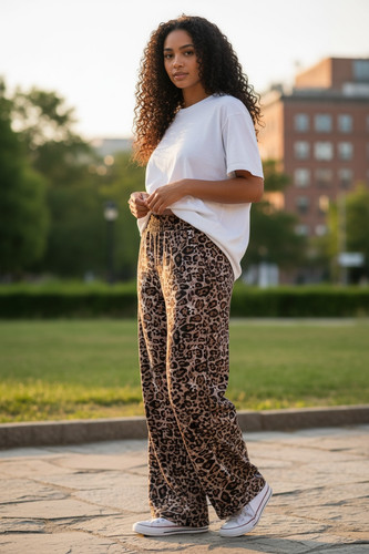Damen mom hose leo muster - damen, weit